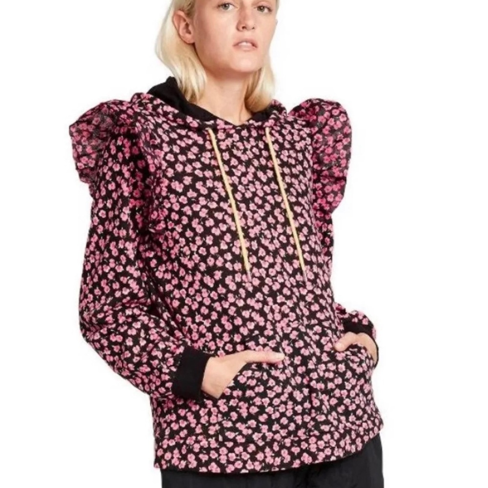 NWT sandy liang x Target floral print ruffle hooden sweatshir size M